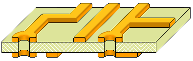 Double-sided board fabrication, remove remaining photoresist to reveal tracks