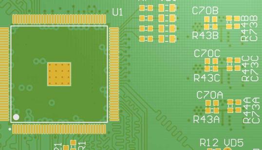 Double-sided PCB, top view of silkscreen